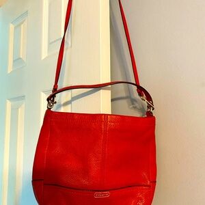 Coach small leather bright orange shoulder bag
